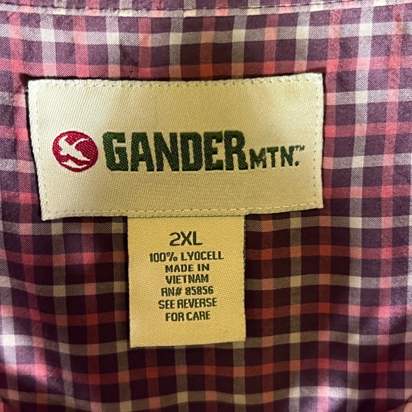 Gander MTN Plaid Button Up Shirt Long Sleeve Two‎ Pockets Marron Mens 2XL - Picture 2 of 8